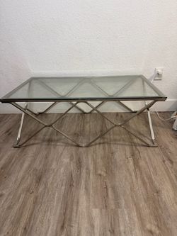 Glass Top Coffee Table with Metal Base