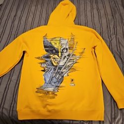 Marvel Primitive Skateboards crossover Wolverine Hoodie Yellow Men's Size Large
