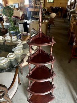 Beautiful Vintage Carved Wood Corner Shelf Display