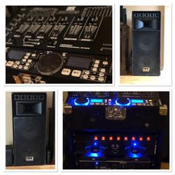 Edison/DFX professional DJ system with 2 DFX dual 15" speakers and Professional Dual Wireless Microphone System. ALL ACCESSORIES INCLUDED !!!