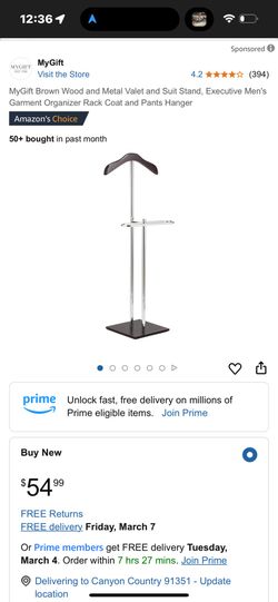 MyGift Brown Wood and Metal Valet and Suit Stand, Shoes, Coat (New)