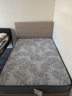 kea RAMNEFJÄLL Full Size Bed Frame with Headboard, Slats, and Mattress