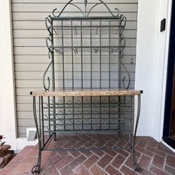 Baker’s Rack with Wine Bottle and Wine  Glass Storage