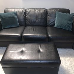Leather Sofa And Ottoman