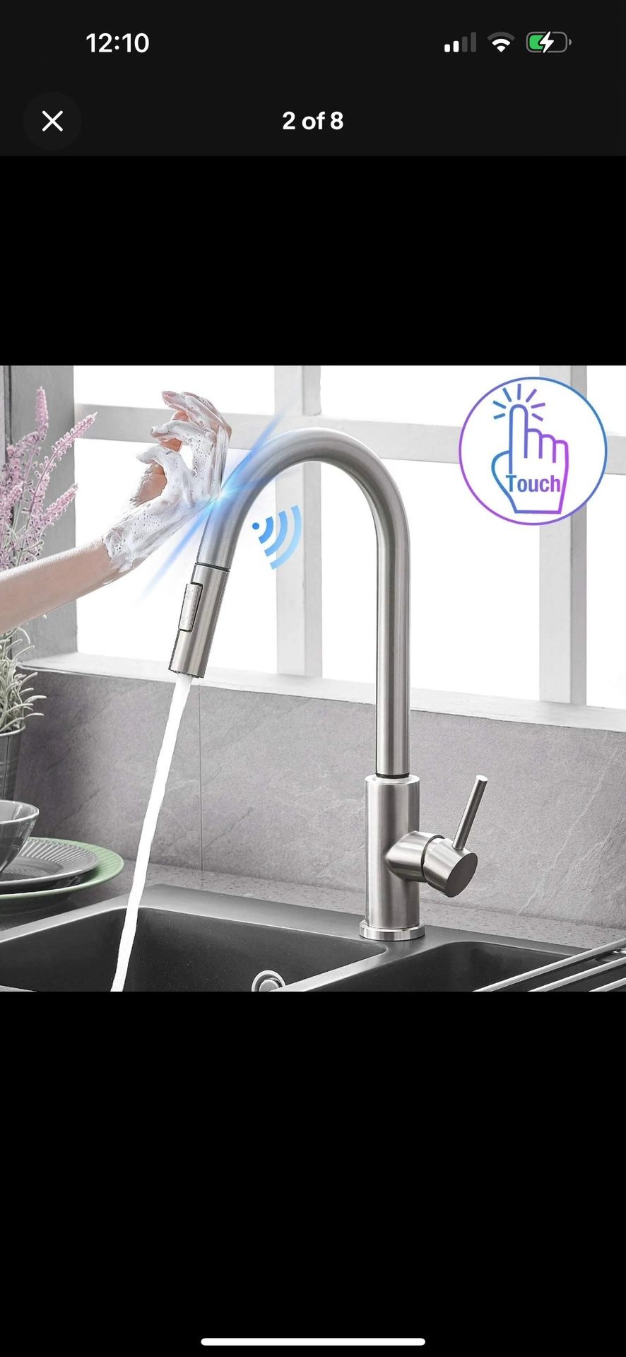 Sensor Touch Kitchen Sink Faucet Pull Out Sprayer Mixer Tap Brushed Nickel