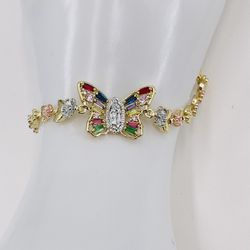 Pulsera virgen oro laminado italiano/Italian gold plated virgin of Guadalupe bracelet