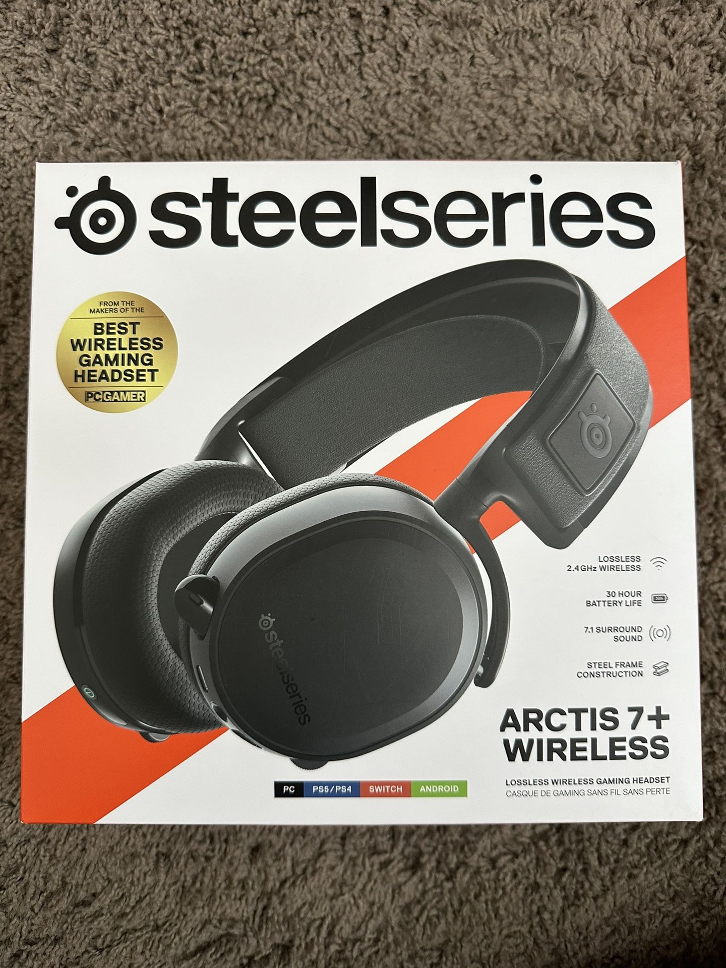 Steelseries Arctis 7+ Wireless Gaming Headset 2.4GHz 7.1 Surround Sound