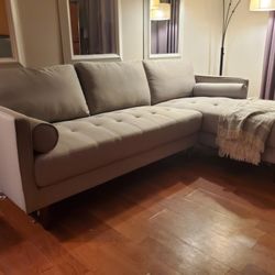 Sofa with Chaise Light Grey 