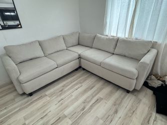 Living Spaces Ivory Sectional with ottoman