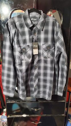Mens Grey Squared Button Up