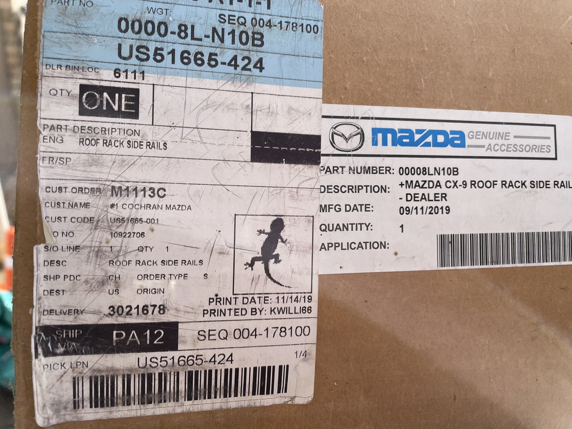 Roof Rails for Mazda CX9 - New In Box 