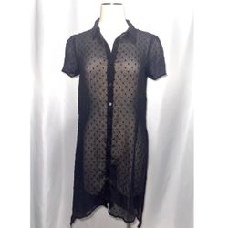Sheer Black Button Down Shirt 🖤✨Gothic Preppy Classy by ELLE – Size S