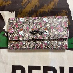 Ed Hardy Leopard Print Clutch Wallet
