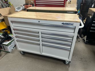 Husky 46” 9-drawer white work bench