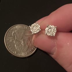 Cluster Genuine Diamond Earrings 