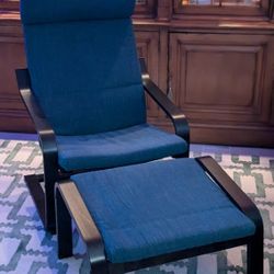 IKEA - POANG Armchair and Ottoman - Blue
