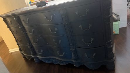 Matt black dresser with mirror