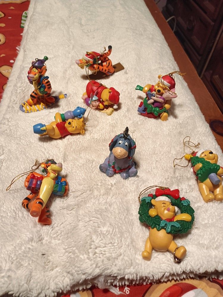 Vintage Winnie The Pooh Christmas Ornaments ( Set Of 9)