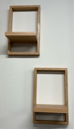 Set of 2 Solid Red Oak Plant Shelves