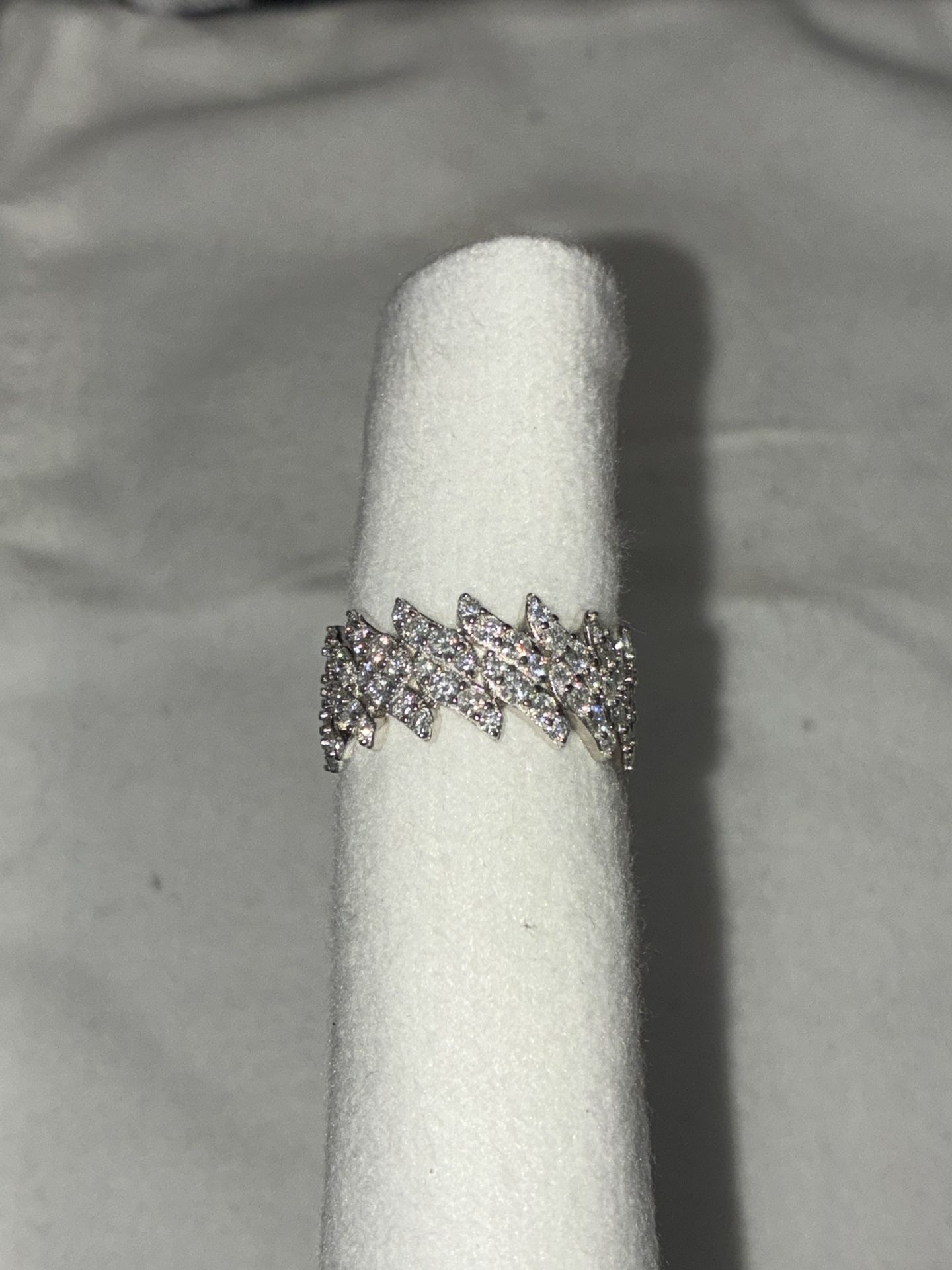 Thorn Cuban Link Moissanite Ring Solid Silver - Size 7