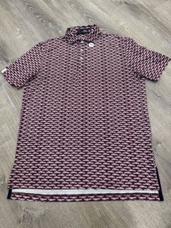 RLX Ralph Lauren Classic Car Print Golf Polo Shirt Men's Size S Maroon Logo