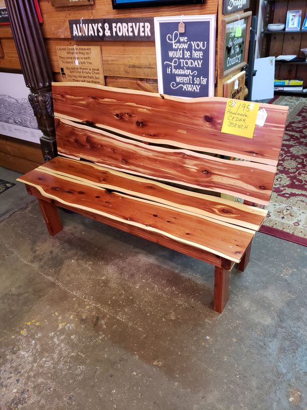 Cedar Bench Live Edge With Back Handmade For Sale In Gastonia
