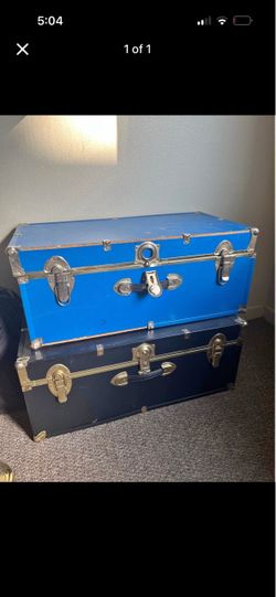 Two Vintage Metal Storage Trunks