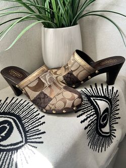 Coach Y2K/Vintage Catarina Patchwork Wood Clog Heels size 8M