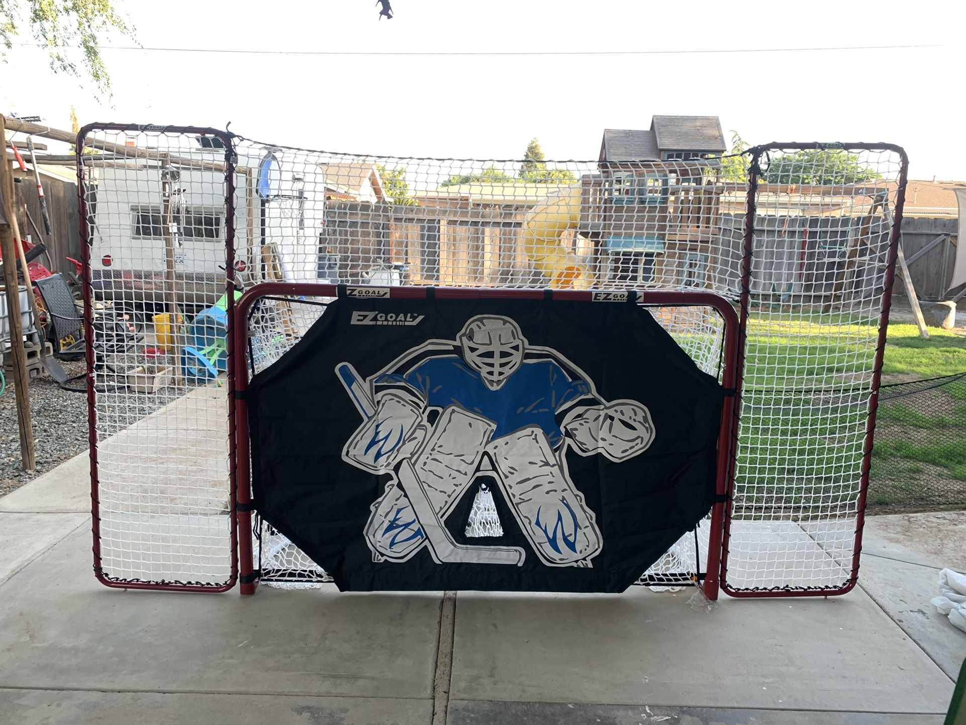 EZ Goal Folding Hockey Training Goal Net w/ Backstop, Targets, & Shooter Tutor