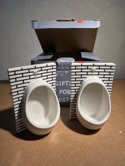 Novelty Ceramic Urinal Shot Glasses Set of 2