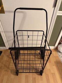 Folding Wire Shopping Cart with Wheels