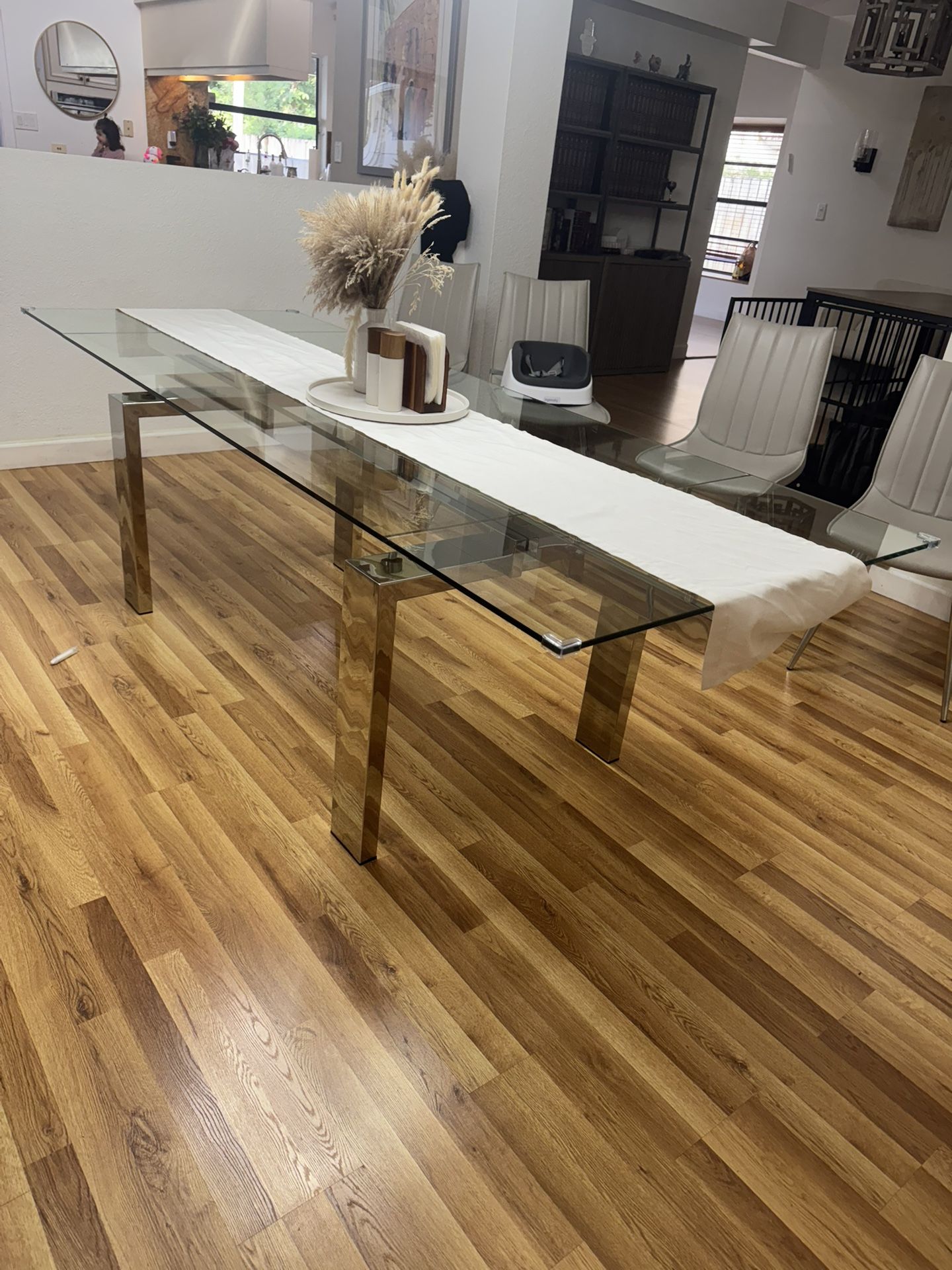 Glass And Chrome Dining Room Table 