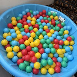Plastic Pool With Three Bags Of Plastic Ball Pit Ball Toys