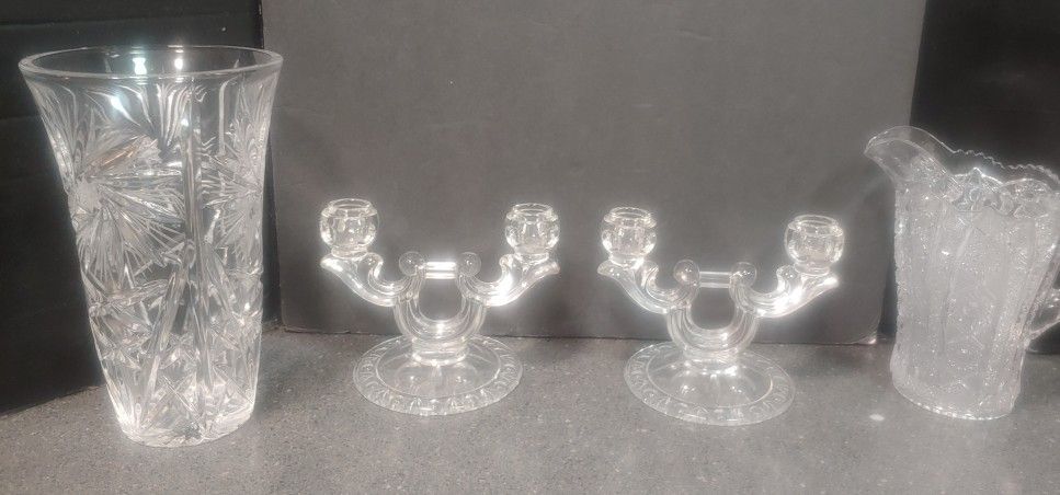 Pair Of Vintage Glass Candle Holders