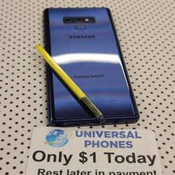 Samsung Galaxy Note 9 128gb  Unlocked, FREE Smartwach/ Headphones. Pay $1 Today Rest in payments. NO CREDIT NEEDED FINANCING