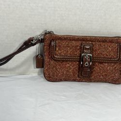 Coach Tweed  Wristlet Multi Color Leather Strap Fall Winter