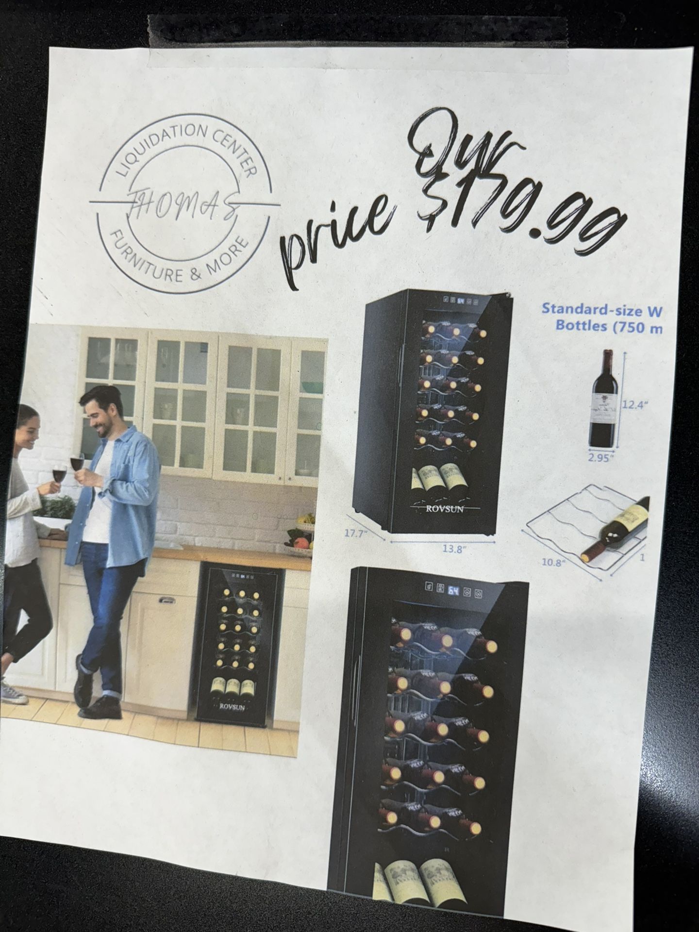 Wine Cooler Glass Door Digital Display, Under Cabinet Or Any Narrow Space