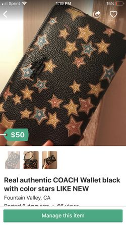 Like new COACH WALLET BLACK WITH STARS