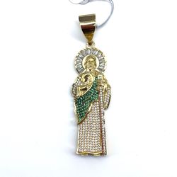 10Kt Yellow Gold CZ San Judas Pendant 9.70g 185710/12