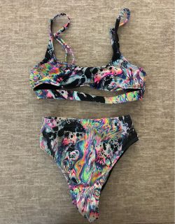 Neon Abstract Print Two-Piece Bikini Set