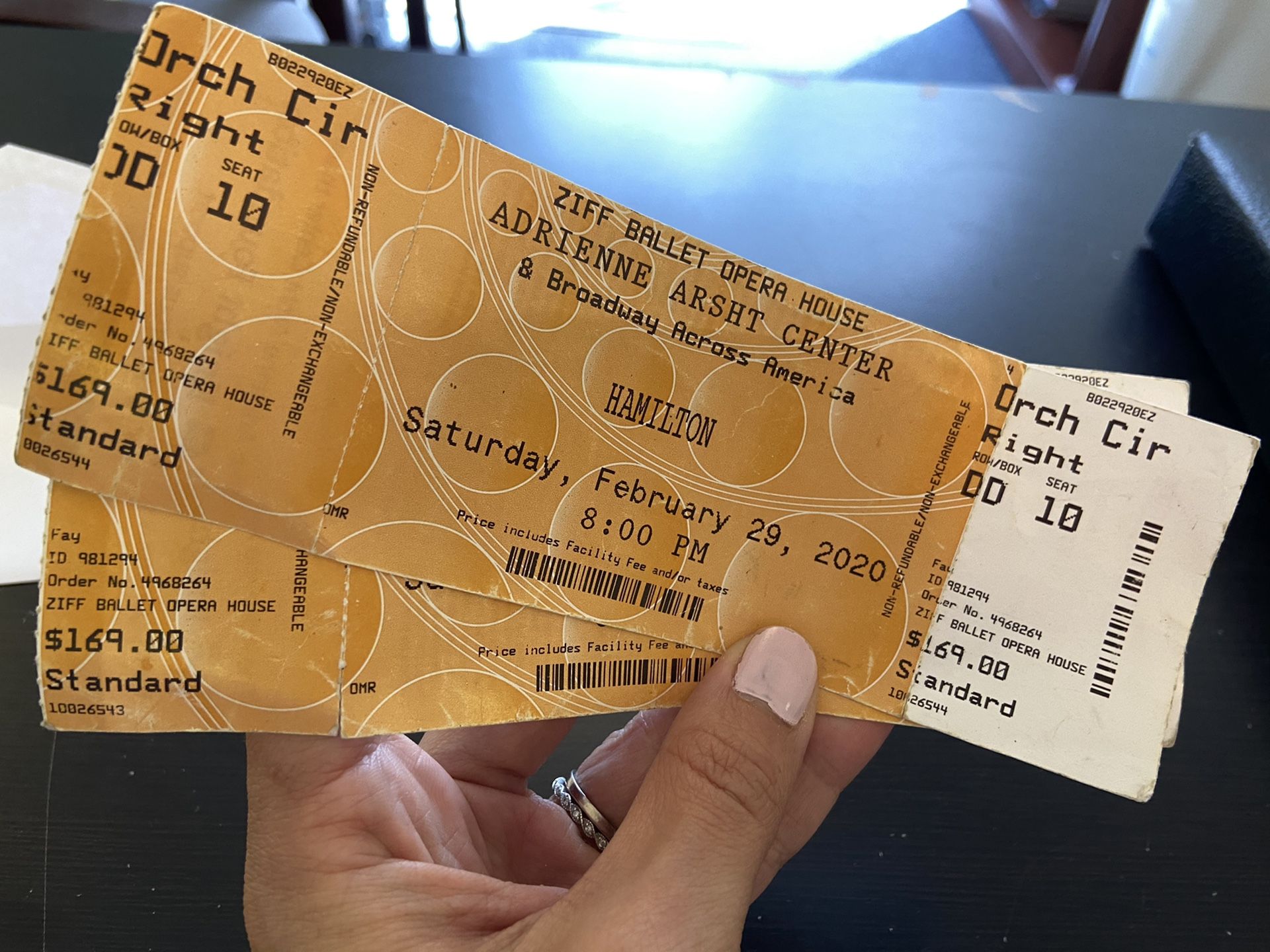 Hamilton Tickets (2) for Saturday 2/29 at 8 PM