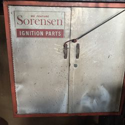Vintage Sorensen Ignition Parts Hanging Cabinet 