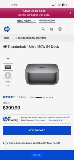 HP Thunderbolt 4 ultra 180w G6 dock