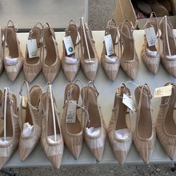 Women's Abigail Pleated Mesh Sling Back Heels - A New Day™ Tan 