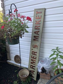 Galvanized metal VINTAGE “Farmers Market “ Sign 5’6”