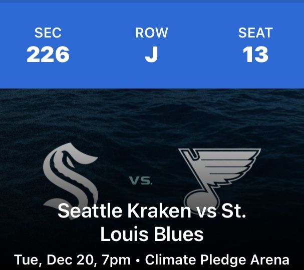 4 Tickets Seattle Kraken vs St. Louis Blues