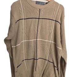 Oscar de la Renta Men’s Cable Knit Sweater Beige Size L 