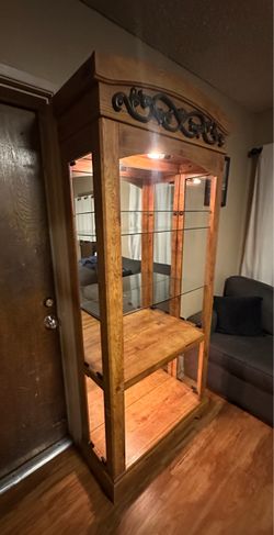 Wood and Glass Curio Display Cabinet
