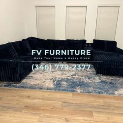 Brand New! Oversized Corduroy Sectional! Bluetooth Speaker & Cupholder! Finance Available!