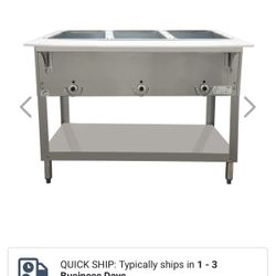 Duke E303 44 3/8" Hot Food Table w/ (3) Wells & Cutting Board, 120v